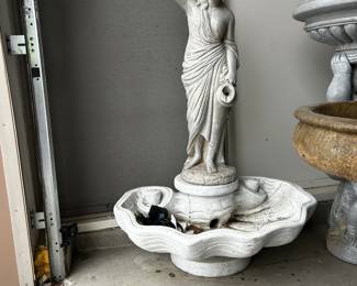 Cast Grecian Woman w Urns Fountain