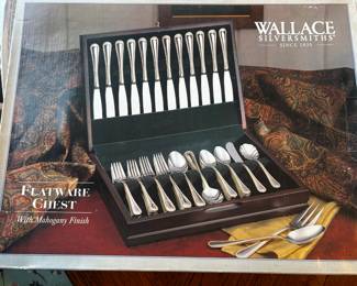 New Wallace Silver Flatware w Storage Chest