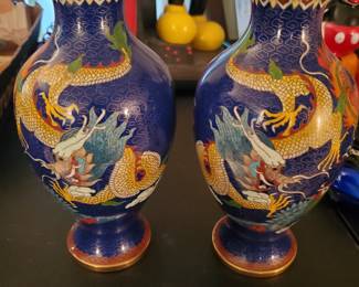 Cloisonne 'dragon' vases ~ rare