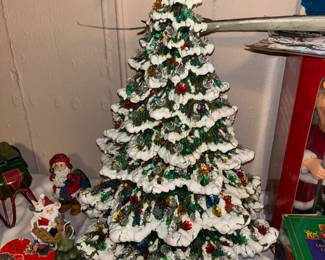 Very large vintage ceramic lighted Christmas tree
