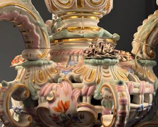 Up close of the Dresden chandelier