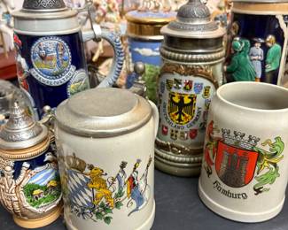 Vintage German Coat of Arms Beer Steins 