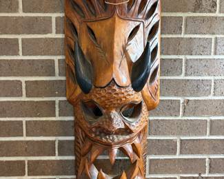 Large Hand-Carved Wooden Mask 