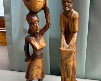 Vintage African Hand-Carved Wooden Sculptures 