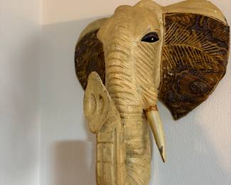 Hand-Carved Wood Elephant 