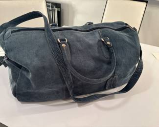 Large weekender duffle bag vintage denim color leather 