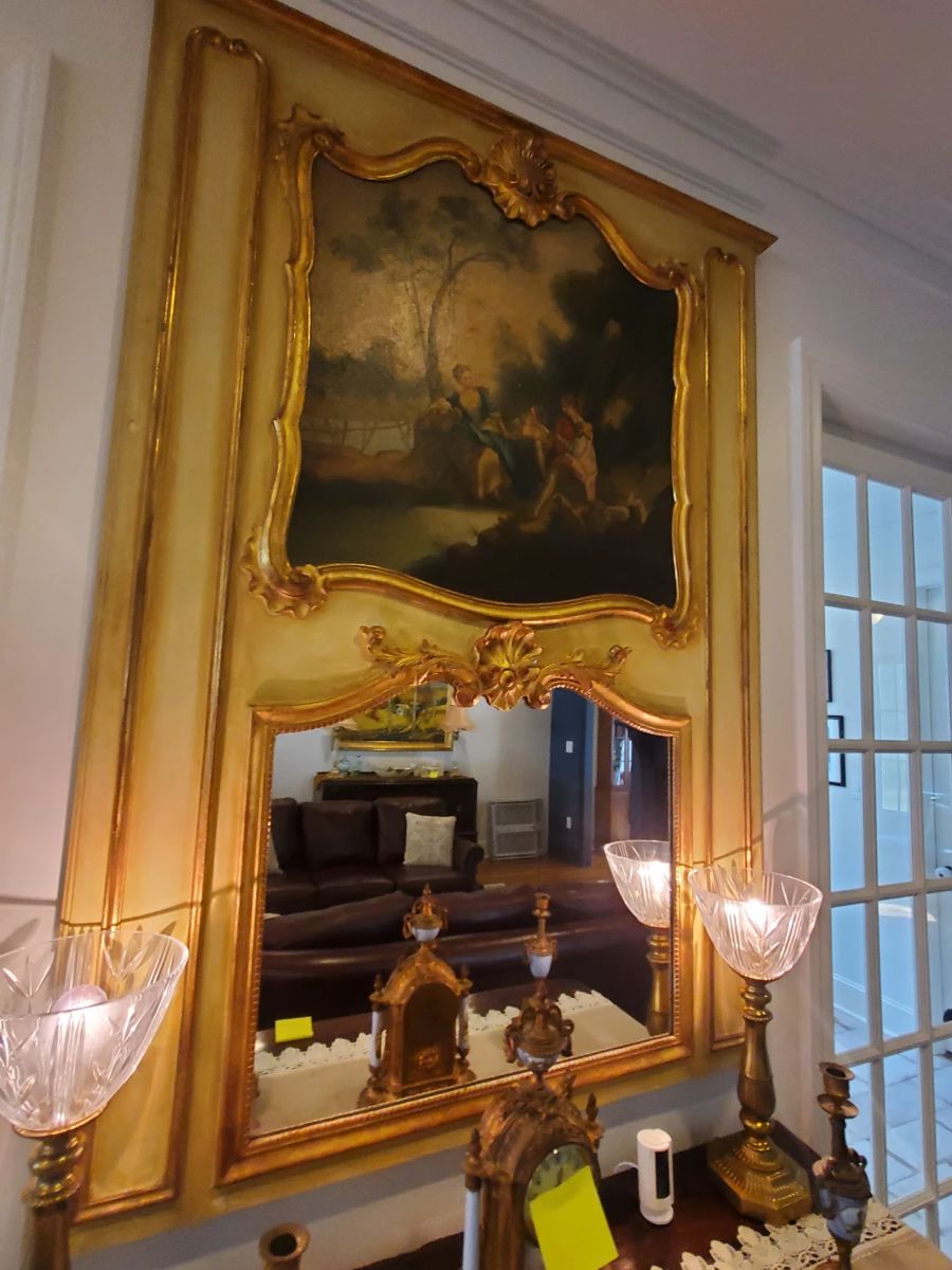 Louis XV Peinte Trumeau French Mirror