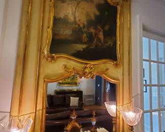 Louis XV Peinte Trumeau French Mirror