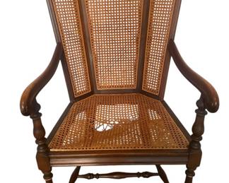 Antique Victorian Walnut Cane Armchair