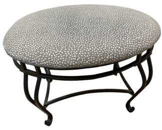 Gray Fabric and Metal Vanity Stool