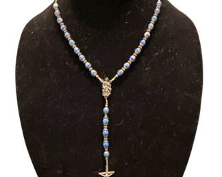 Blue Crystal Beaded Rosary with SS Crucifix