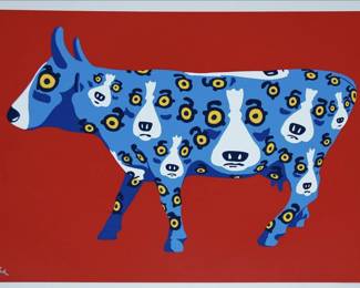 George Rodrigue Walkin Across Texas Red, 2X3 Canvas Giclee