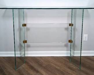 Glass And Brass Tall Entry Table