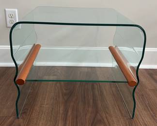 Contemporary Glass And Wood Side Table