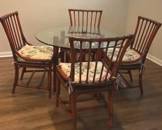 Glass Table With Bamboo Rattan Chairs
