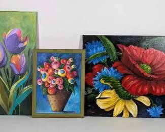 Original Vibrant Floral Paintings By Local Artist