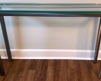 Console Table with Glass Top and SilverColored Base