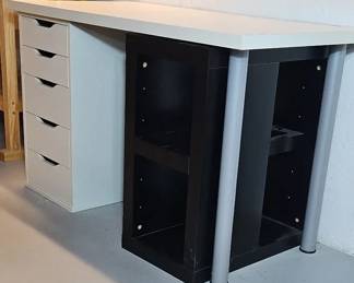 White IKEA 5 Drawer Desk