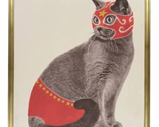 El Gato Luchador, Large, Embellished Giclee Canvas