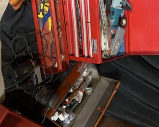 Craftsman Small Tool Chest And Contents Auto Scroller Saw Black Deck Quick Finish Sander