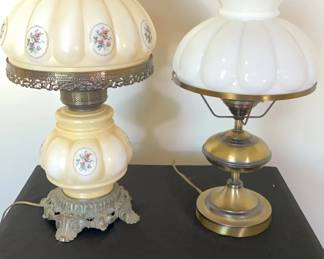 Vintage Glass Parlor Desk Lamp And Brass Oil Lamp Style Desk lamp With Milk Glass Globe