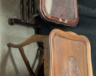 Vintage Wooden Coffee tea Table With Removable Glass Tops