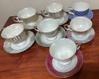 Vintage Tea Cups And Saucers Spode, Lustreware