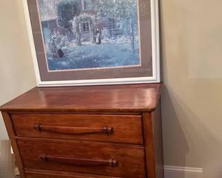 001 Vintage 3 Drawer Chest W Signed Print