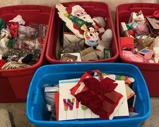 Christmas Mystery 4 Totes Gift Bags, Ornaments, Decir, And More