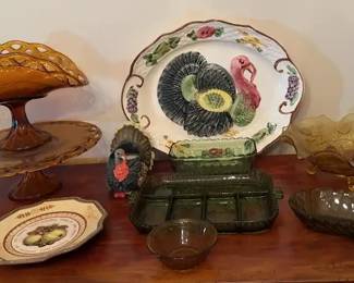 Vintage Indiana Amber Green Glass And More