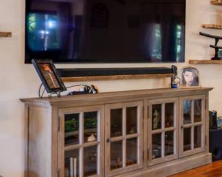 Restoration Hardware Aged Oak French Casement sideboard
Dimensions: 16”D x 72”L x 36”H