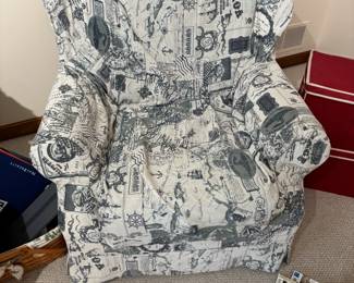 Nautical theme upholstered armchair