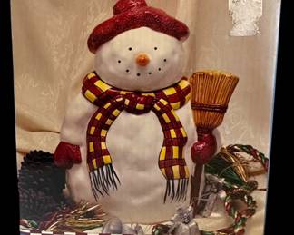 Sakura Earthenware Snowman Cookie Jar