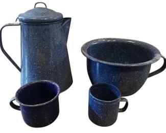 Blue Speckled Enamelware