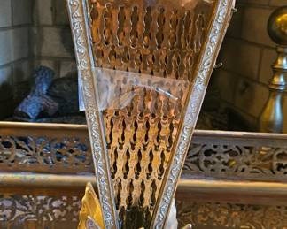 Brass peacock screen