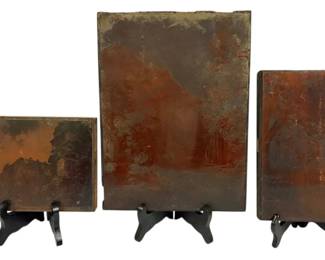 3 Copper Engraved Printing Machine Press Plate Stamps 