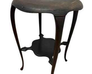 Dark Wood Hour Glass 2Tier End Table Plant Stand