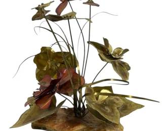 Brass Copper Flower Sculpture 