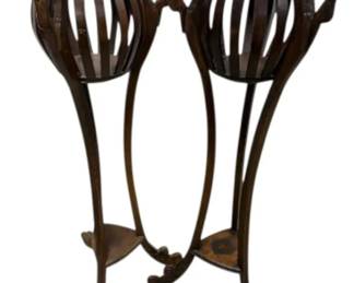 Pair Of Art Deco Carved Mahogany Swan Flower Stands