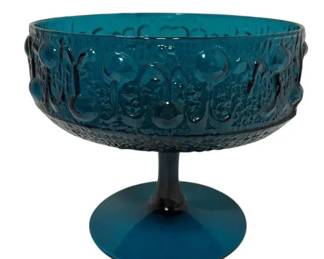Stelvia Glass Wayne Husted Turquoise Footed Bowl