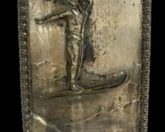 Weimar Metal Ski Wall Hanging, Signed 