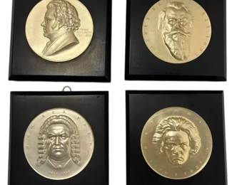 Set Of 4 Halbe Plaques Of Famous Composers