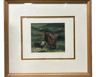 15 x13  Painting Of Highland Cows W GoldToned Frame
