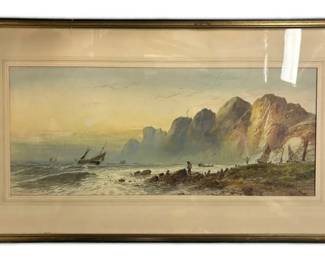 28 x16  Framed  Signed Coastal Watercolor