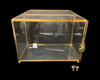 Brass Glass Wedding Card Box With Lock  Keys