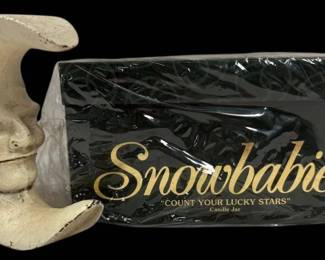 Cast Iron Man In The Moon Crescent Nutcracker And Snowbabies Count Your Lucky Stars Candle Jar 