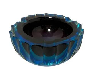 MuranoStyle Art Glass Scalloped Edge Ashtray Trinket Dish