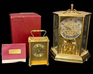 Vintage Kundo Anniversary 400 Day Hexagon Clock W Etched Glass Brass BP Clock