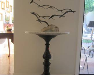 Vintage Cast Iron Base, Marble Top Table