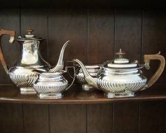 Beautiful Sheffield Tea & Coffee Set w/ Milk & Sugar Bowls.  (1919 - 21)